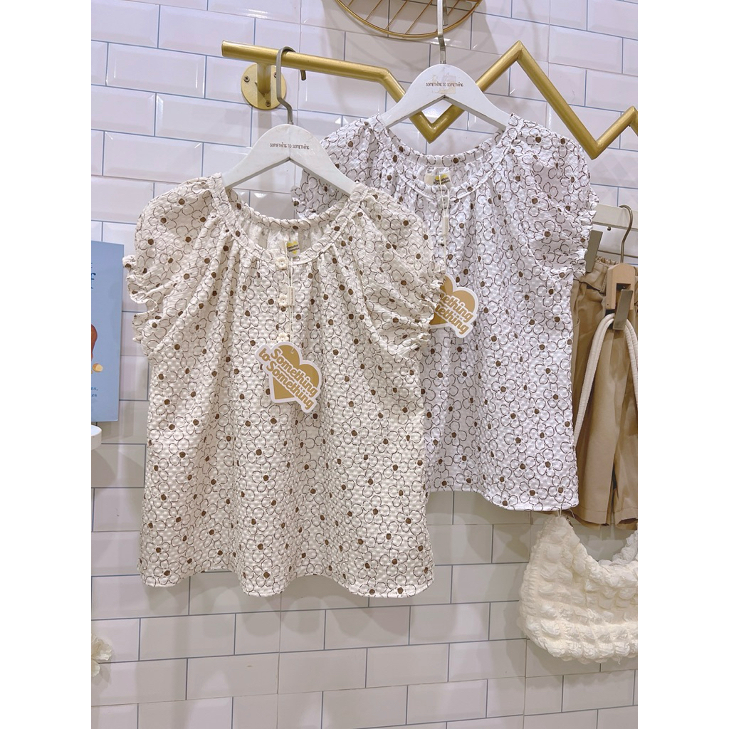 เสื้อแขนสั้นแขนตุ๊กตา ลายดอกไม้หวาน สไตล์น่ารักน่ารัก B23🎀 รูปที่ 7