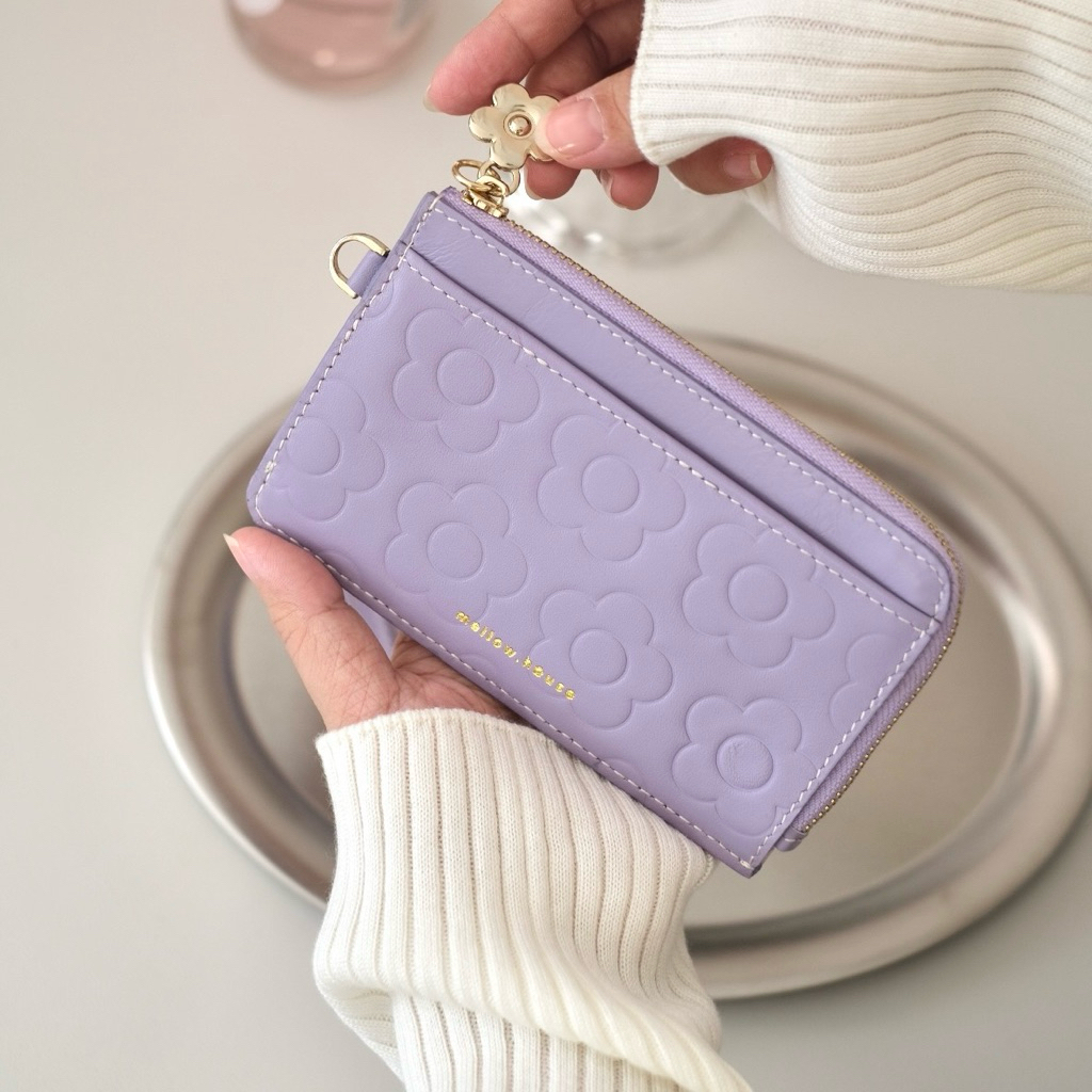 Elle Zip Wallet กระเป๋าสตางค์หนังแท้ บางเบา กระเป๋าใส่บัตรcard holder
