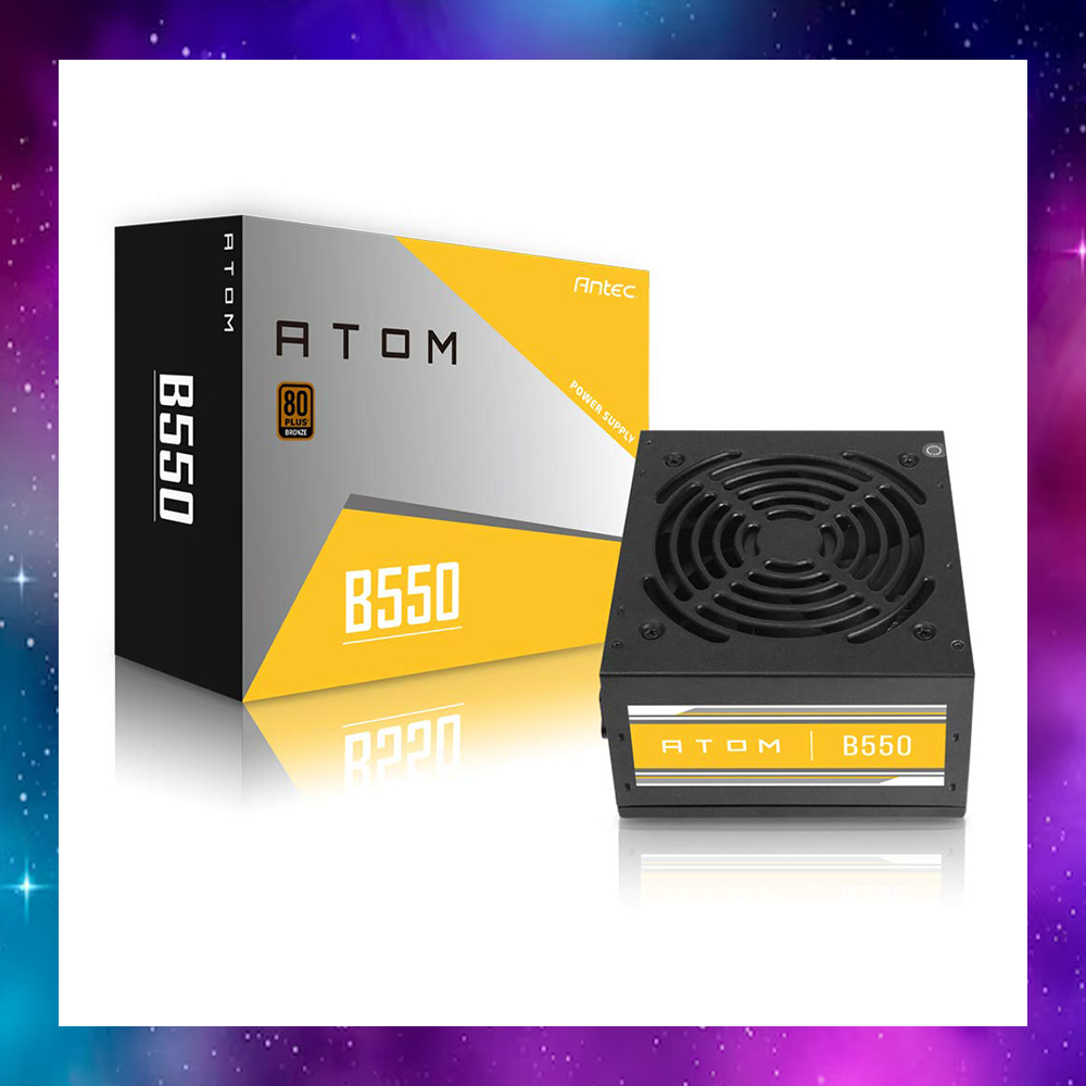 POWER SUPPLY (อุปกรณ์จ่ายไฟ) ANTEC ATOM B550 สีเหลือง - 550W 80 PLUS BRONZE ใช้งานปกติ