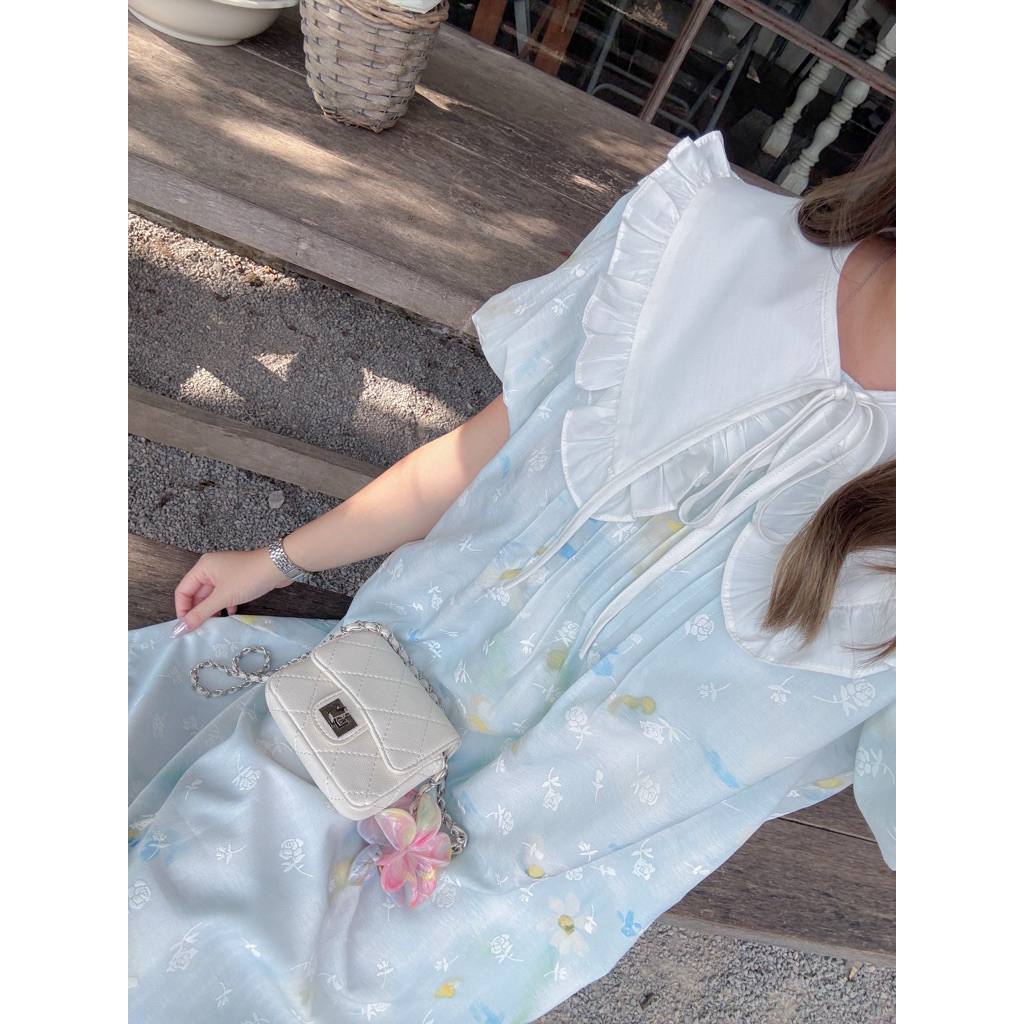 dress015- ✨🎀🥂 lollipop Set เดรสแขนบอลลูน+ปกคอบัว