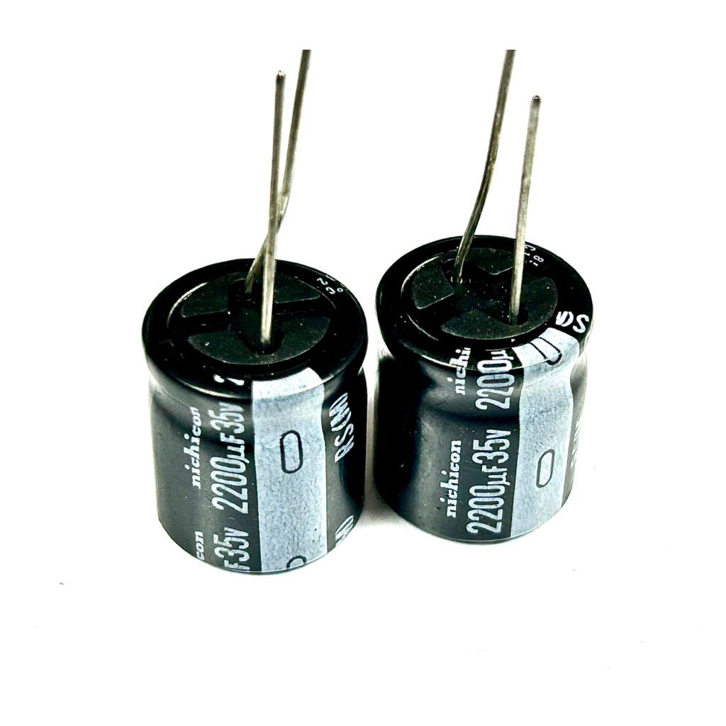 Capacitor คาปาซิเตอร์ 2200uF 35V Nichicon RS(M) electrolyte 18x20mm ราคาต่อ1ชิ้น