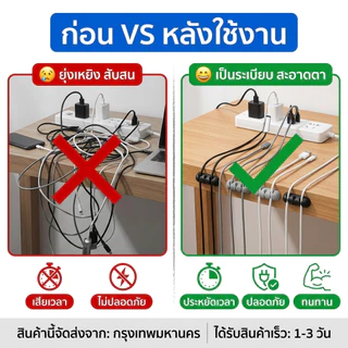 [พร้อมส่งไทย] ที่จัดระเบียบสายชาร์จ ซิลิโคน 3/5/7 ช่อง ล็อคสายแน่น ไม่เจาะผนัง จัดส่งไวจาก กทม. 1-3 วันถึง