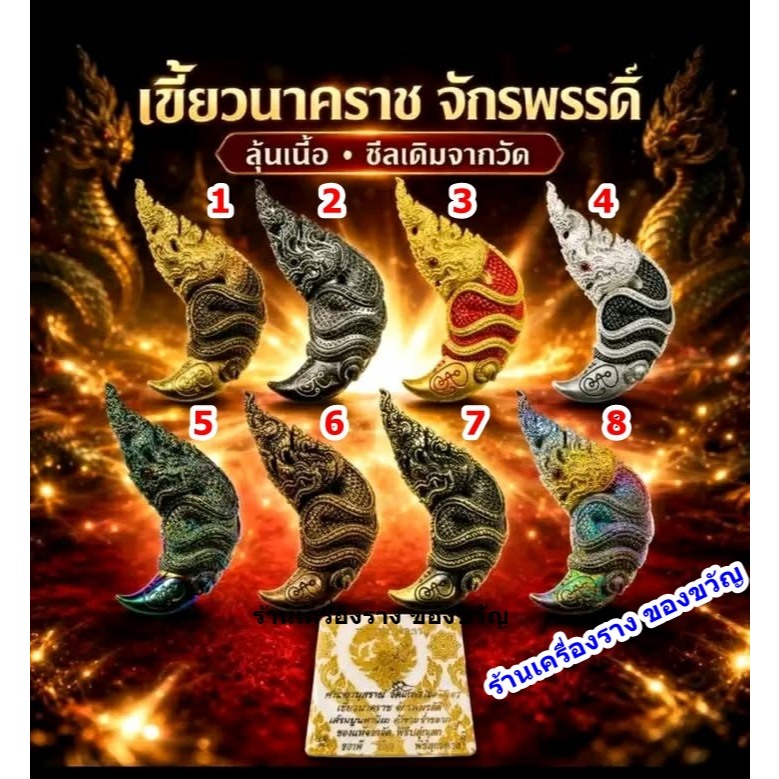 เขี้ยวนาคราช จักรพรรดิ์ รุ่นแรก หลวงปู่นวล วัดหนองจอก ซีลเดิมแกะลุ้นเนื้อได้รายการใด 1-8 ของแท้จากวัด พญานาค