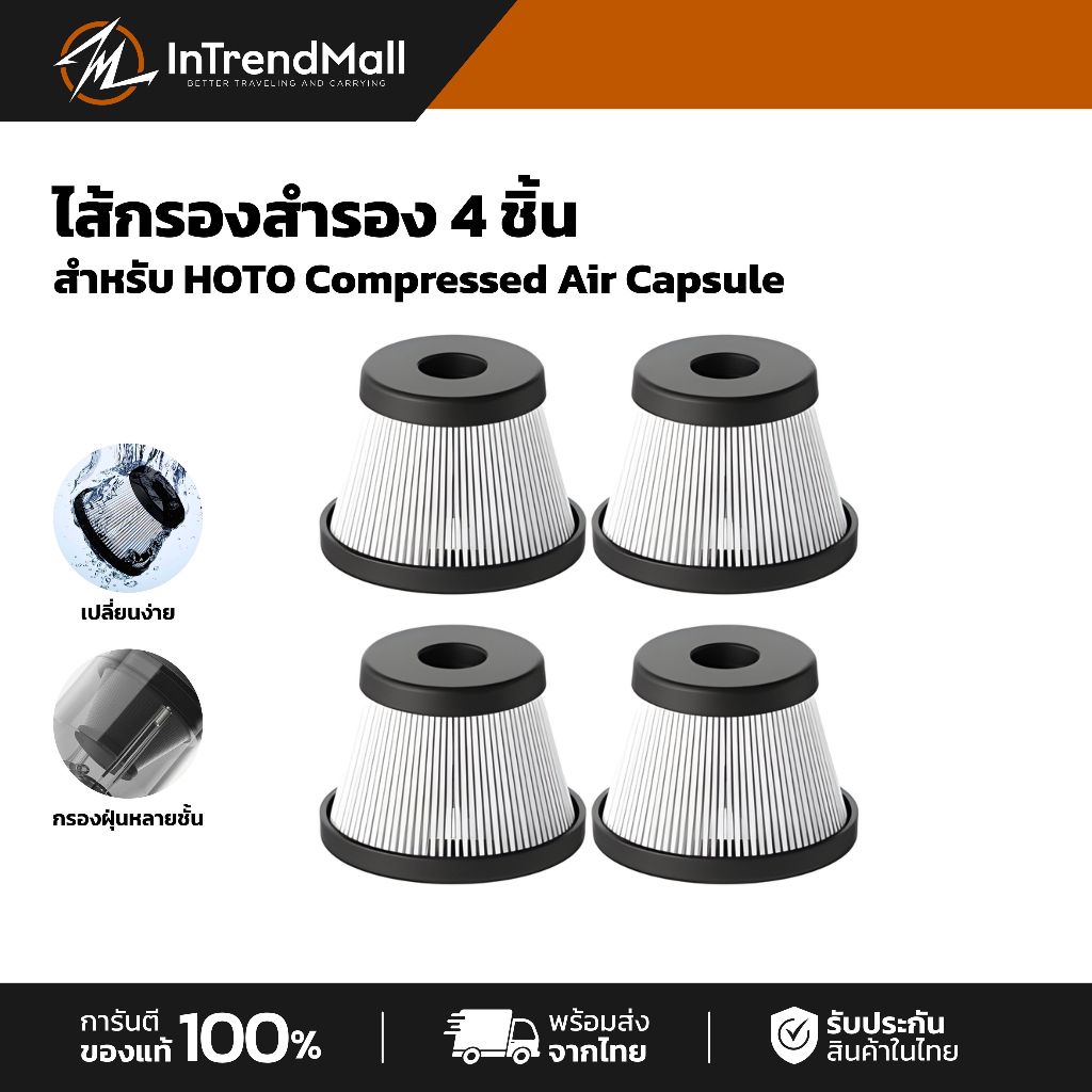 HOTO Replacement HEPA Filter (S) 4-Pack ไส้กรองสำรอง 4 ชิ้น สำหรับ HOTO Compressed Air Capsule