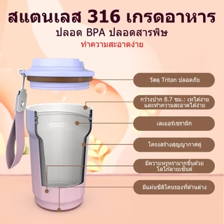 Temp flask 316 กระบอกน้ำสแตนเลส พร้อมฝาปิด 400ml เคลือบเซรามิก แก้วสุญญากาศ รักษาความร้อนและเย็น