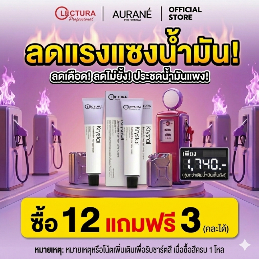 กด15หลอด(สีย้อมผม Ammonia Free)  Lectura Krystal Ammonia Free hair Color Cream *สำหรับช่างทำผมมืออาช