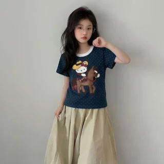 SweetKids พร้อมส่งจากกทม🌸เสื้อยืดแขนสั้นเด็ก🍓เสื้อคอกลมแฟชั่นฤดูร้อน รุ่นใหม่ สไตล์ตะวันตกน่ารัก เหมาะสำหรับเด็กผู้หญิง