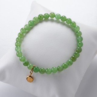 สร้อยแขนหยกเขียว Nephrite 6 mm. ไม่มีจุดดำ - JADE FOR YOU
