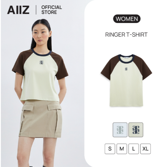 AIIZ (เอ ทู แซด) - AIIZ เสื้อยืดผู้หญิงแขนสั้น AIIZ Women’s Ringer T-Shirt