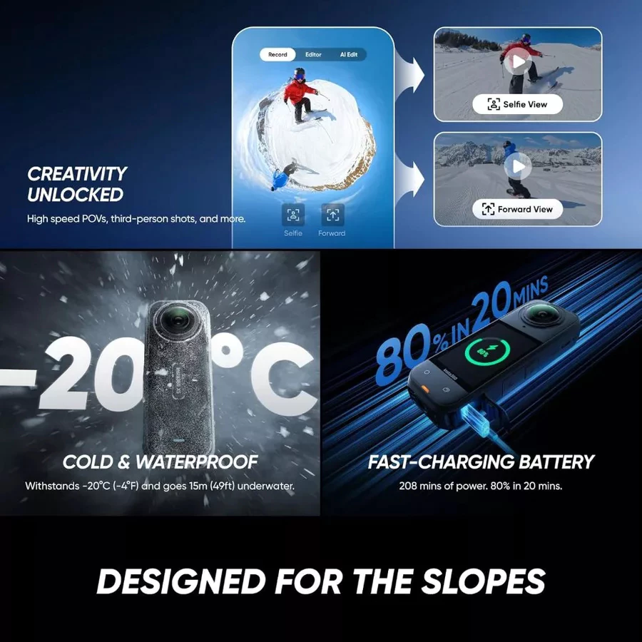 Insta360 X5  - Essentials bundle Action Camera - 8K Resolution - Superior Low Light Quality thumbnail 4
