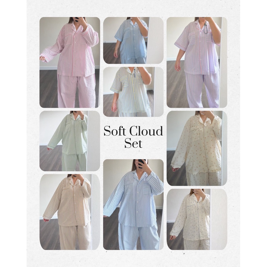 Soft Cloud Set เซ็ตชุดนอน *เนื้อผ้าแขนสั้นกับแขนยาวคนละเนื้อผ้ากันนะคะ*