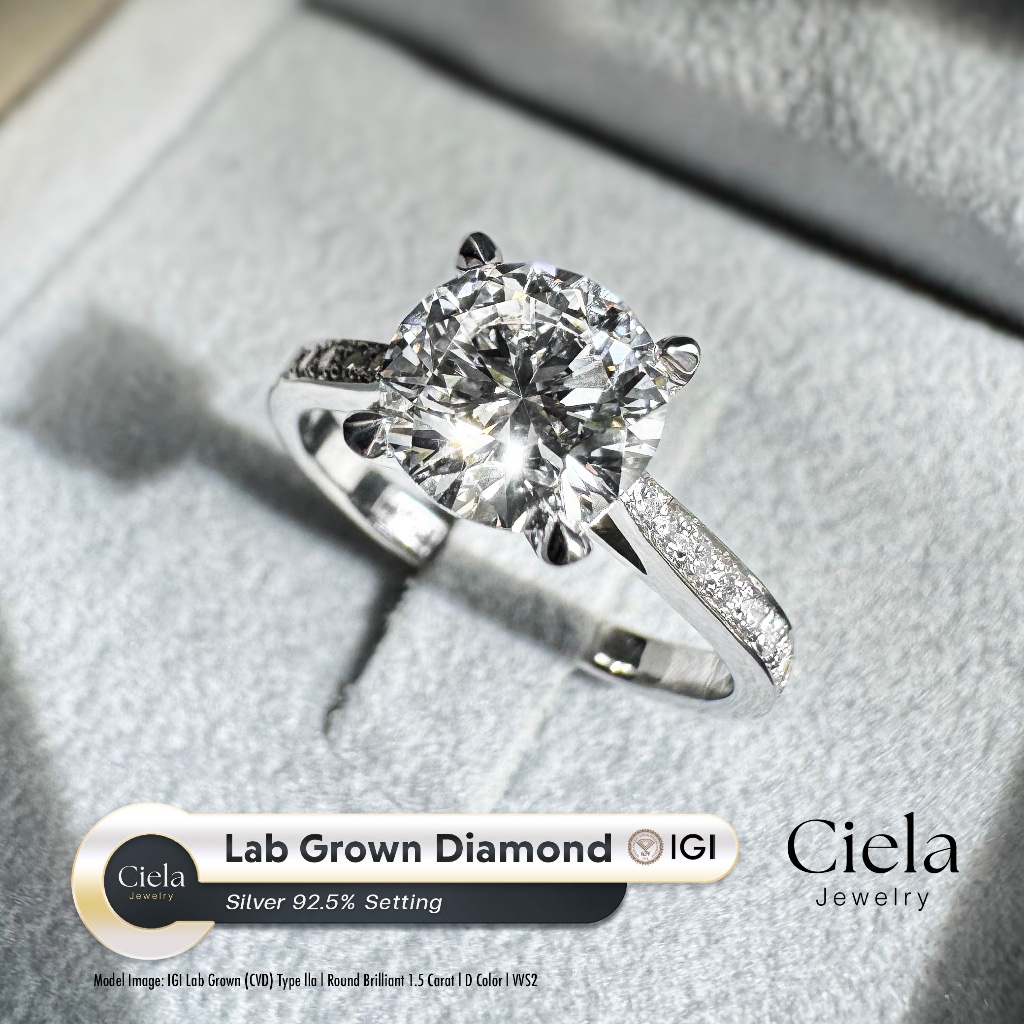แหวนเพชรชู Classic Cathedral Pavé เพชร Lab Grown (CVD) Cert. IGI น้ำ100 Silver 925 𝐂𝐢𝐞𝐥𝐚 𝐉𝐞𝐰𝐞𝐥𝐫𝐲