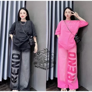 ชุดเซ็ท สีพื้นสองสี กางขายาวลายอังกฤษ] ฟรีไซร์