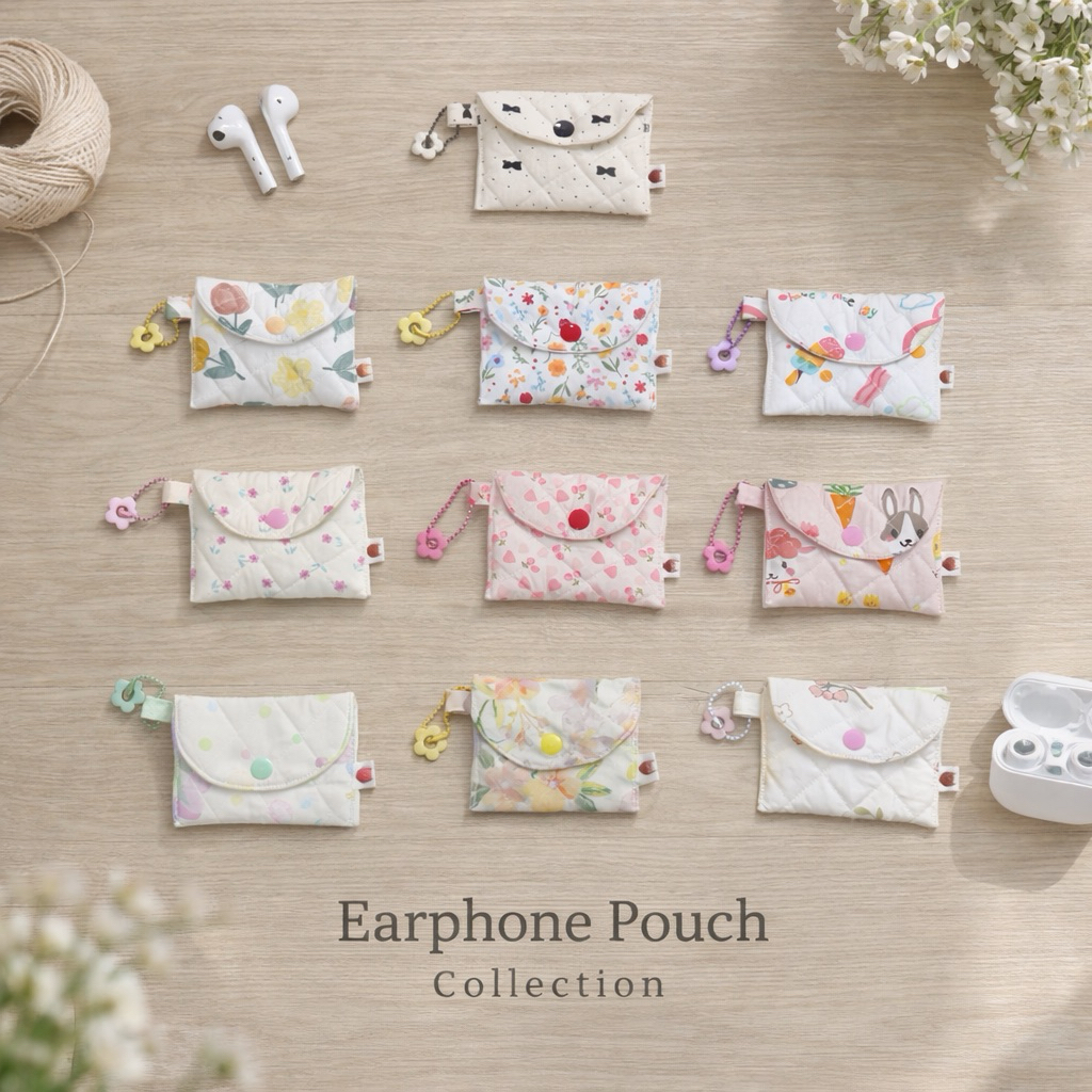 พร้อมส่ง ❗️ Earphone Pouch Collection | กระเป๋าผ้าใส่หูฟัง ใส่ AirPods ลายน่ารัก พกพาสะดวก