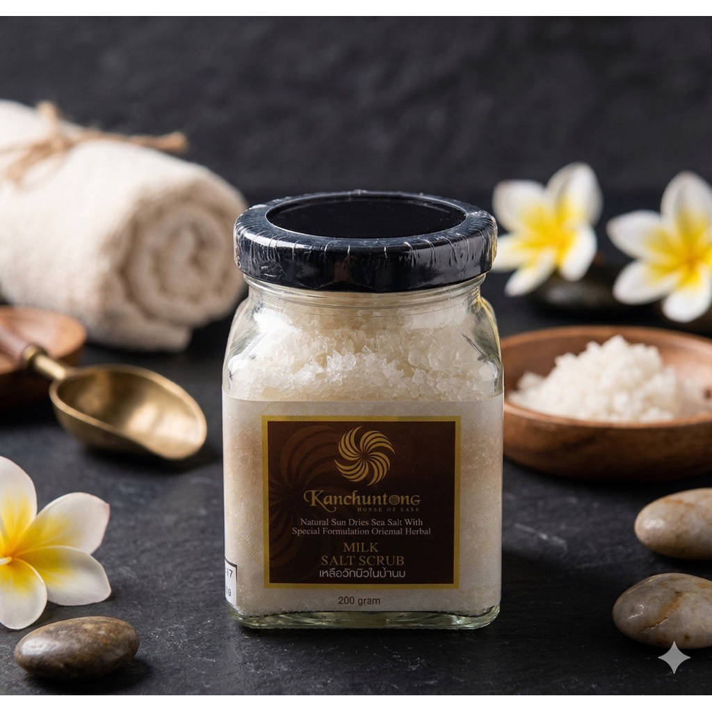 Kanchuntong House of Spa – Milk Salt Scrub สครับน้ำนมดอกเกลือสมุนไพรธรรมชาติ