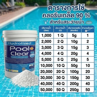คลอรีนสระว่ายน้ำชนิดเกล็ด 90% ถัง 20Kg ไฮโดรไลซ์ กำจัดเชื้อโรคแบคทีเรีย ปรับค่าคลอรีน เหมาะสำหรับสระว่ายน้ำทุกระบบ
