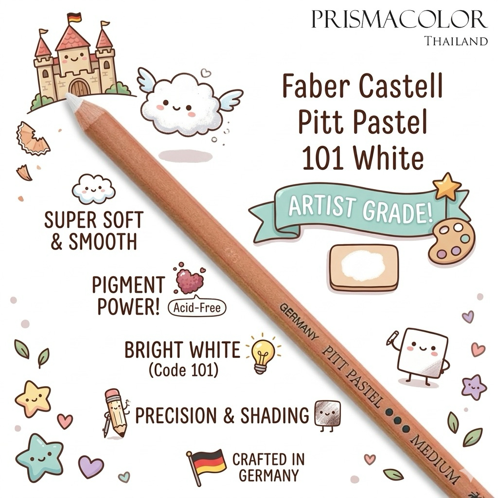 Faber-Castell Pitt Pastel (สีขาว 101 White Medium) แยกแท่ง | ดินสอพาสเทล เกรดศิลปิน เยอรมัน