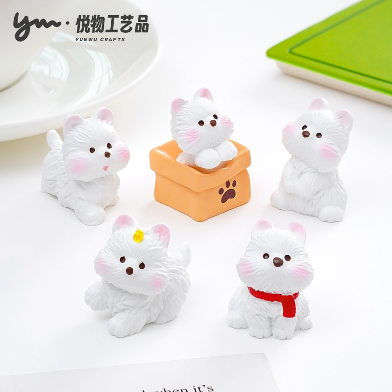 ่j302/1ตุ๊กตาหมาพันธุ์เวสต์ไฮแลนด์ของจิ๋วจำลองแพ็คละ 5 ชิ้น