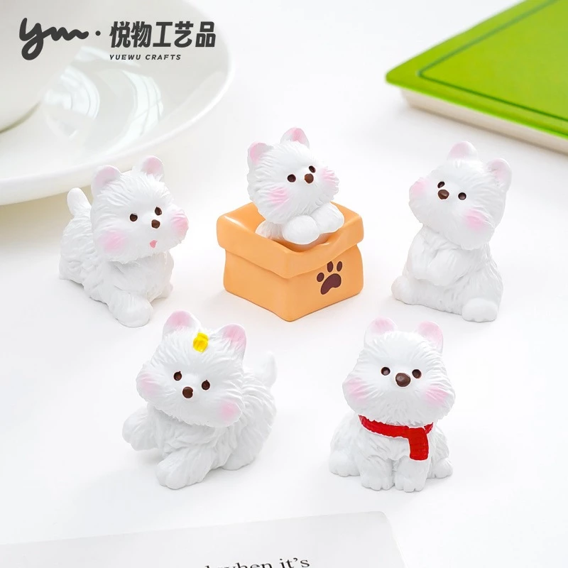 ่j302/1ตุ๊กตาหมาพันธุ์เวสต์ไฮแลนด์ของจิ๋วจำลองแพ็คละ 5 ชิ้น