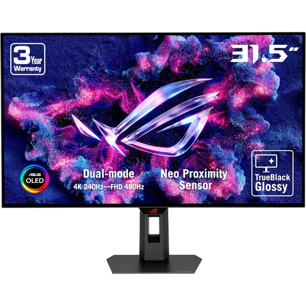 ASUS ROG Strix 32” 4K OLED Gaming Monitor (XG32UCWMG) - TrueBlack Glossy OLED, Dual Mode (4K@240Hz, 
