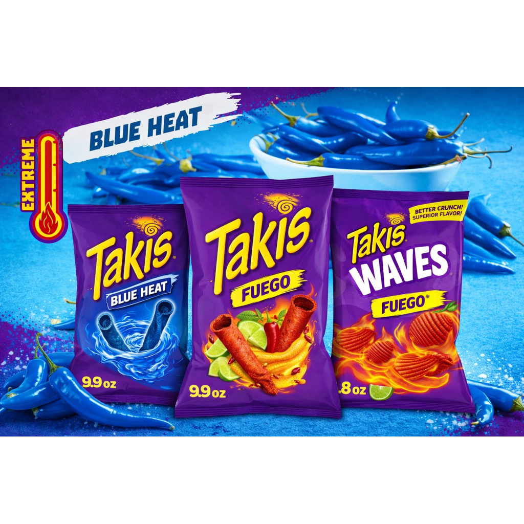 [พร้อมส่ง 10 เม.ย.] ห่อใหญ่ 280g ขนมTakis rolled blue heat / fuego / waves fuego นำเข้าจากอเมริกา 🇺🇸