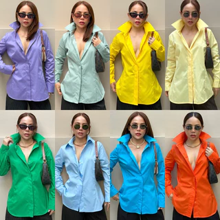 Bright by Aruna: เสื้อเชิ้ตสลิมเข้ารูปผ้าCotton (Slimfit Shirt)25สี 4ไซร์