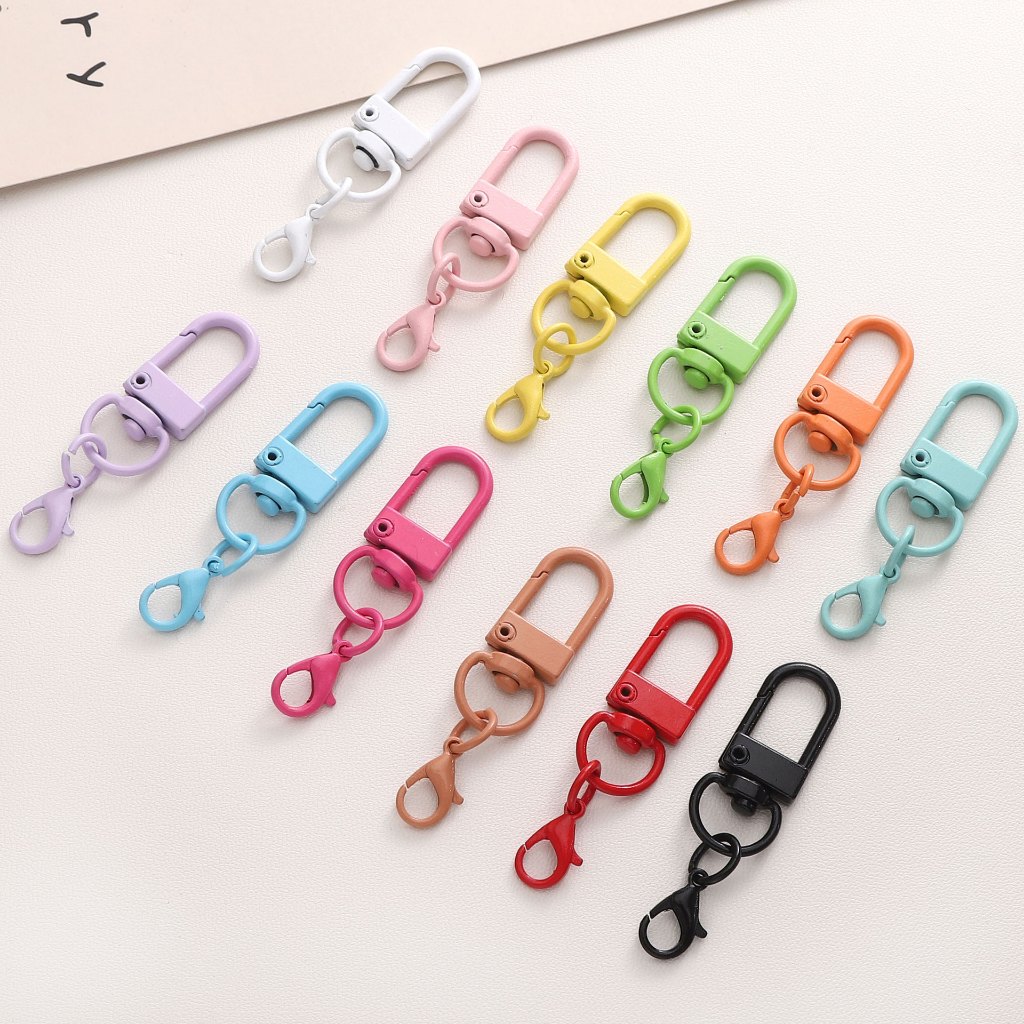 2-10ชิ้น ตะขอก้ามปูสีลูกกวาด (U Shape) โลหะทาสี อะไหล่พวงกุญแจ สายคล้องมือถือ DIY อะไหล่ เครื่องประดับ