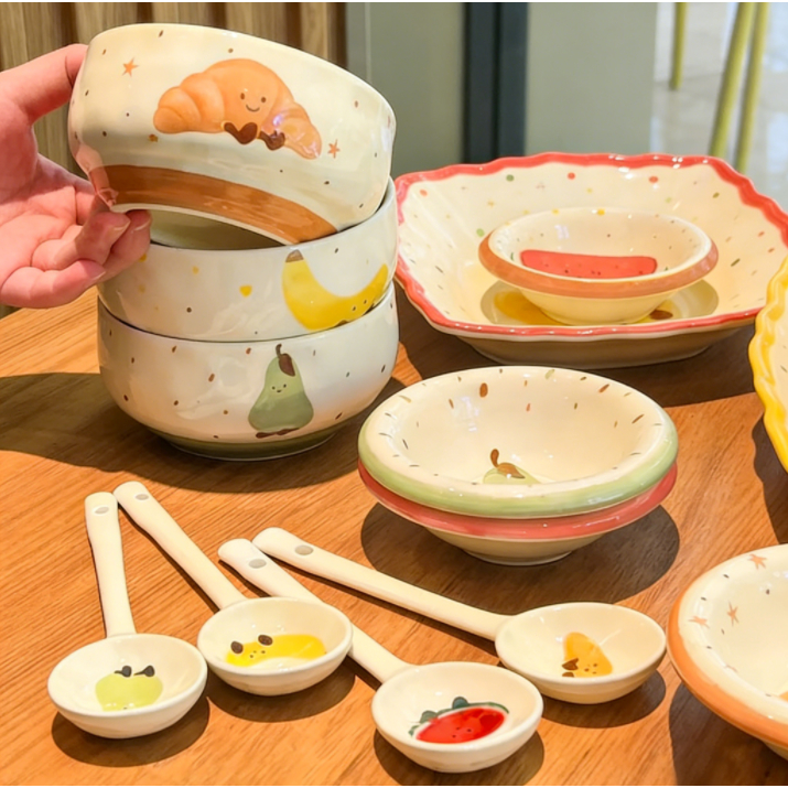 ชุดปาร์ตี้ผลไม้สุดน่ารัก 🍐 ชุดใหม่ล่าสุด! น่ารักสุดๆ! ชุดเดียวไม่พอแน่นอน คุณจะต้องอยากได้ทั้งชุด! 🍚 จานและชามเซรามิก ⭐เ