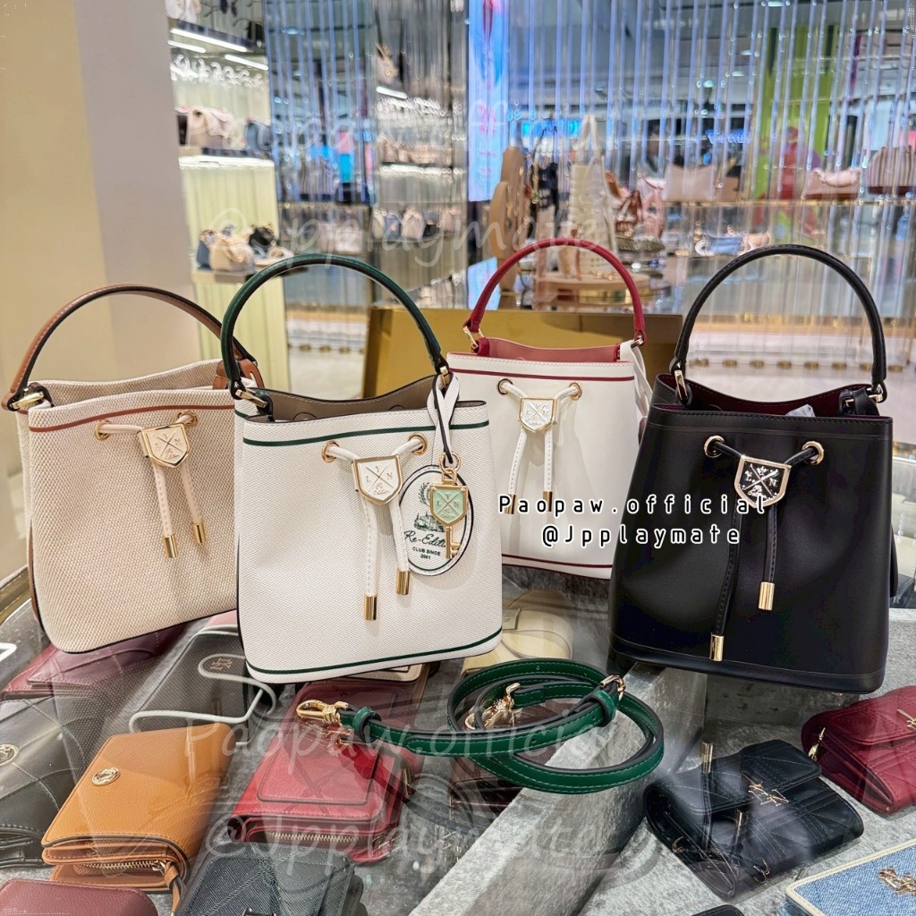 𝐋𝐘𝐍 กระเป๋าทรงถัง สะพายข้าง รุ่น Carina Racquet แท้จากชอป มีถุงผ้า ถุงกระดาษ