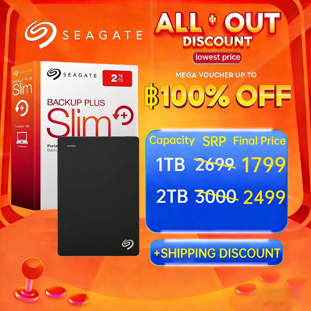 Seagate ฮาร์ดดิสก์ภายนอกแบบพกพา 1TB/2TB ฮาร์ดไดรฟ์ภายนอก USB 3.0 Slim