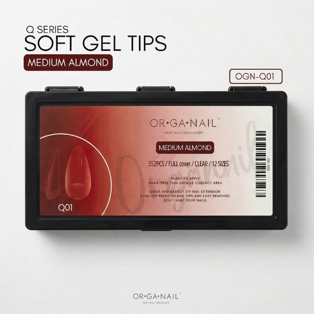 Soft Gel Tips Organail เล็บปลอมกล่องดำ กล่อง 552 ชิ้น 12 เบอร์