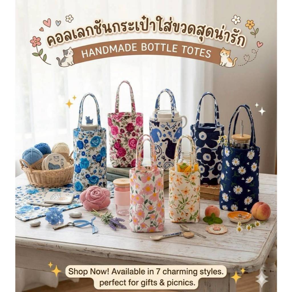 (ส่งด่วน กดตะกร้านี้ ) ถุงผ้าใส่แก้วน้ำ ถุงใส่แก้วเยติ  มีหูหิ้ว พกพาสะดวก