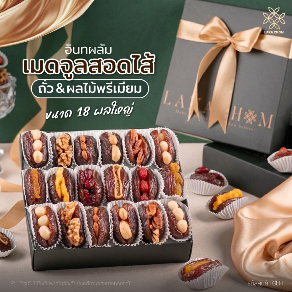 อินทผลัมเมดจูล สอดไส้ถั่ว & ผลไม้พรีเมียม [LANA CHOM]