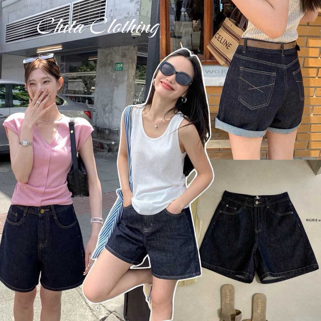 📍พร้อมส่ง📍8748 กางเกงยีนขาสั้น เนื้อผ้าดี ทรงสวย TAG:WG.WE 🇰🇷