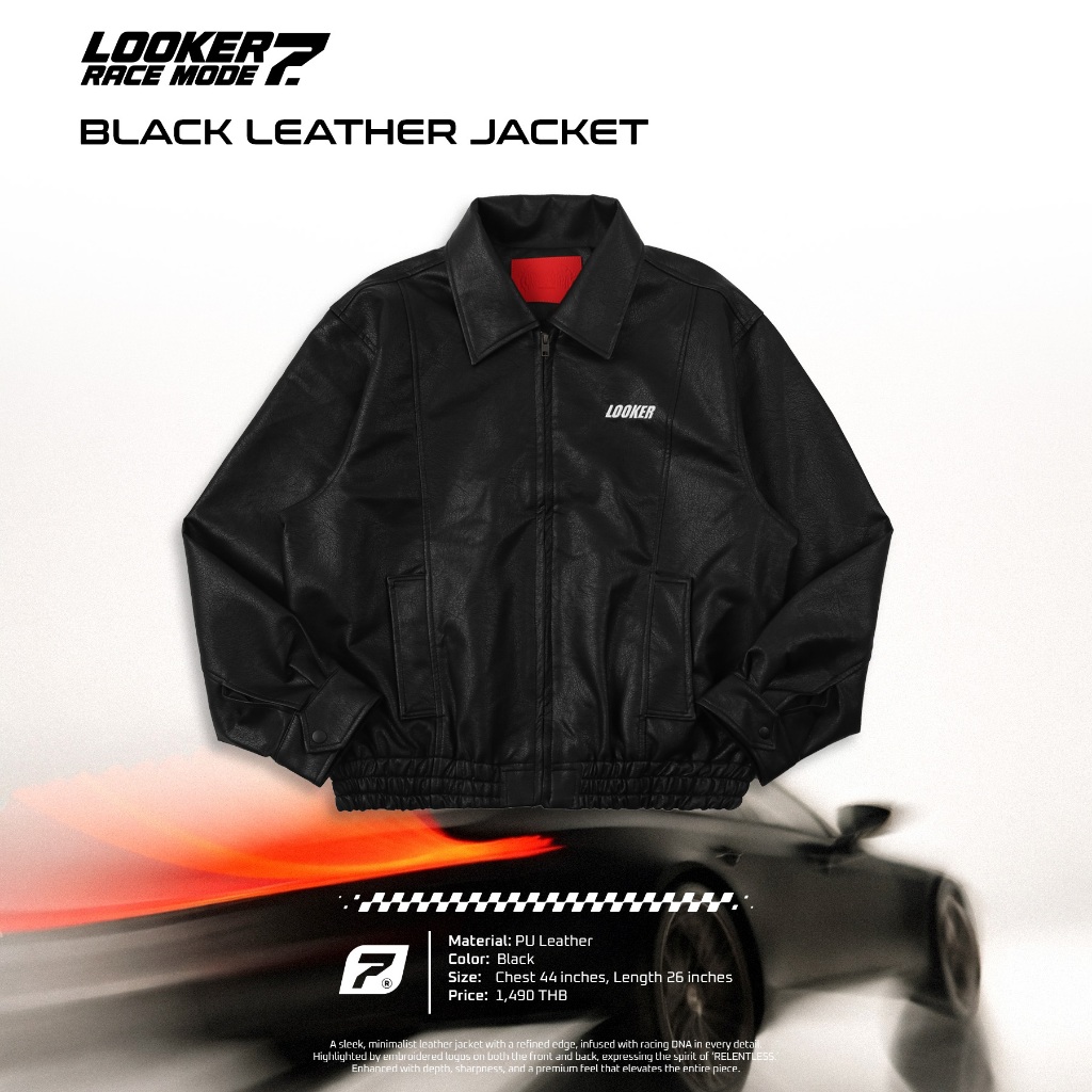 เสื้อแจ็คเก็ตหนัง LOOKER – RACE MODE 07 / BLACK LEATHER JACKET