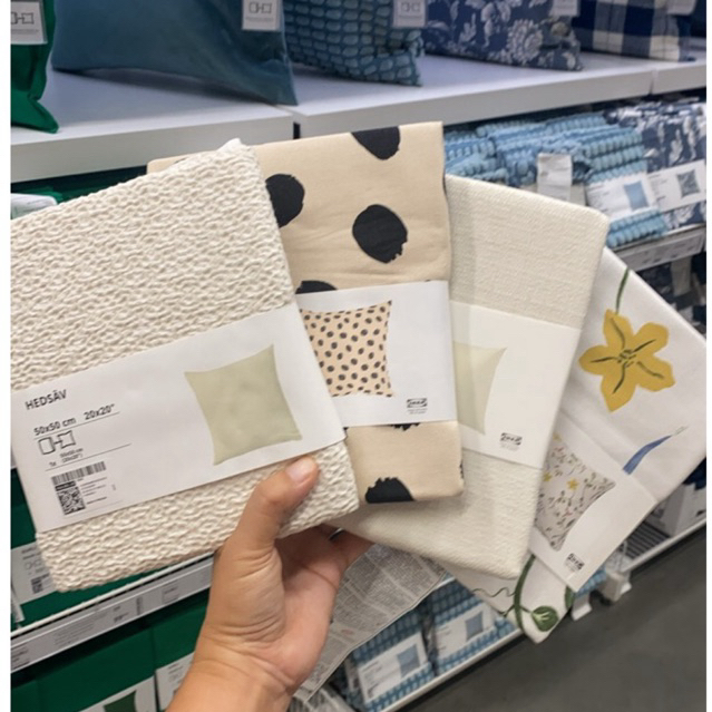 ปลอกหมอนอิง ขนาด 50x50 ซม. โทนสีครีม ฟ้า เขียว by IKEA