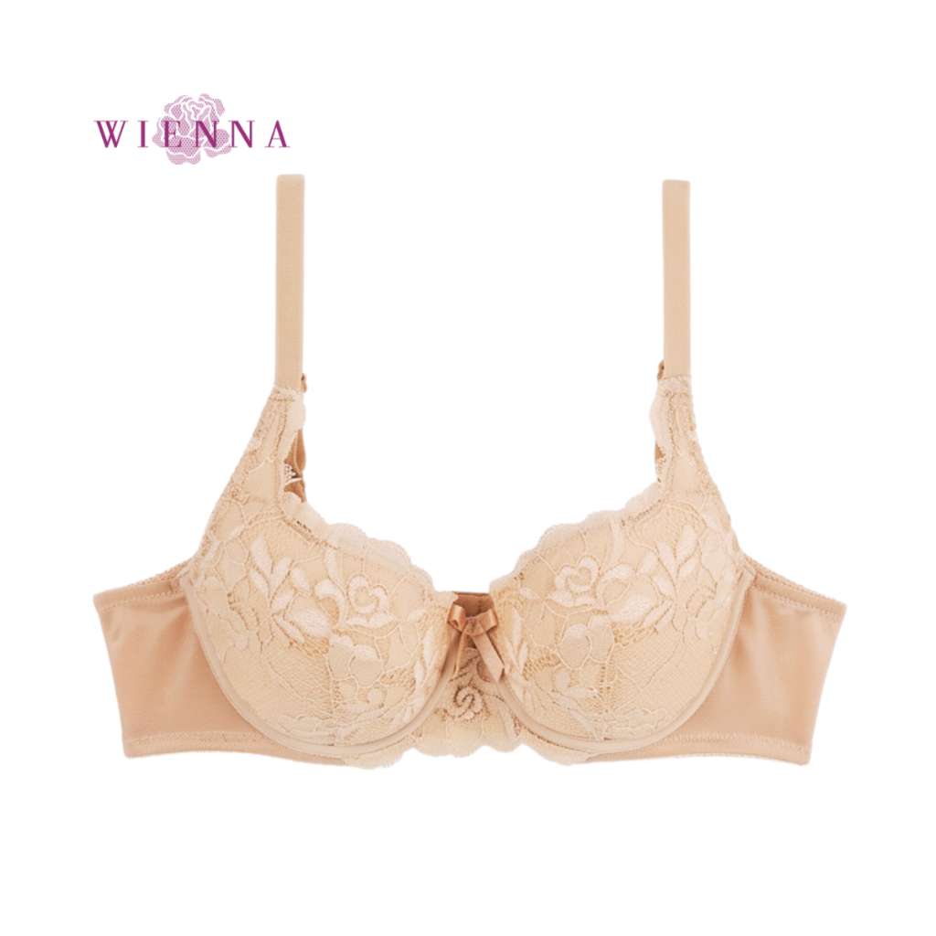 WIENNA เสื้อชั้นใน New Product Lace DB93401ชุดชั้นใน มีโครง เต้าซับบาง I-QUILT สีเนื้อ Tulip Carnation