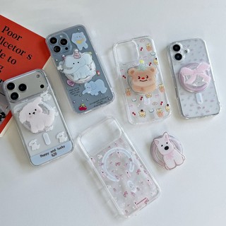 เคสใสชาร์จได้ ใสชาร์จได้ลาย เคสใสลายการ์ตูน pop up แม่เหล็ก สำหรับ for iPhone 17 pro max 11 12 13 14 15 16 17promax i17