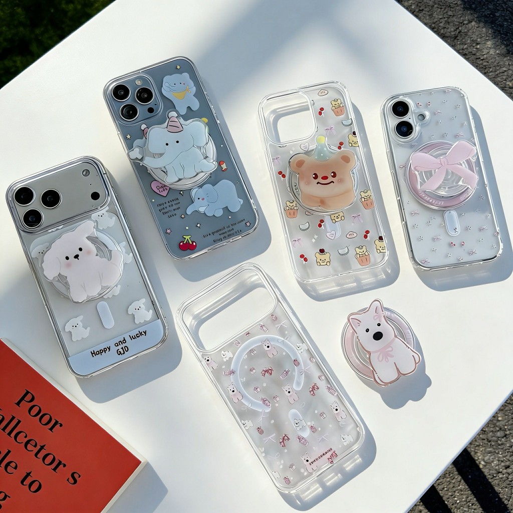🔥มาใหม่ เคสใสชาร์จได้ เคสใสลายการ์ตูน pop up แม่เหล็ก สำหรับ เคสไอโฟน 17 PRO MAX 11 12 13 14 15 16 17PROMAX 16PROMAX i17