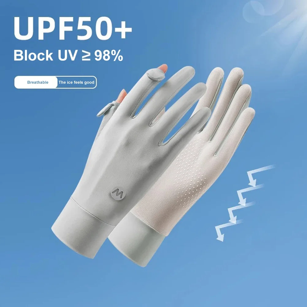 gloves UPF 50+ ป้องกันรังสียูวี Women's ถุงมือขับรถหน้าจอสัมผัสแบบตาข่ายสำหรับป้องกันแสงแดด