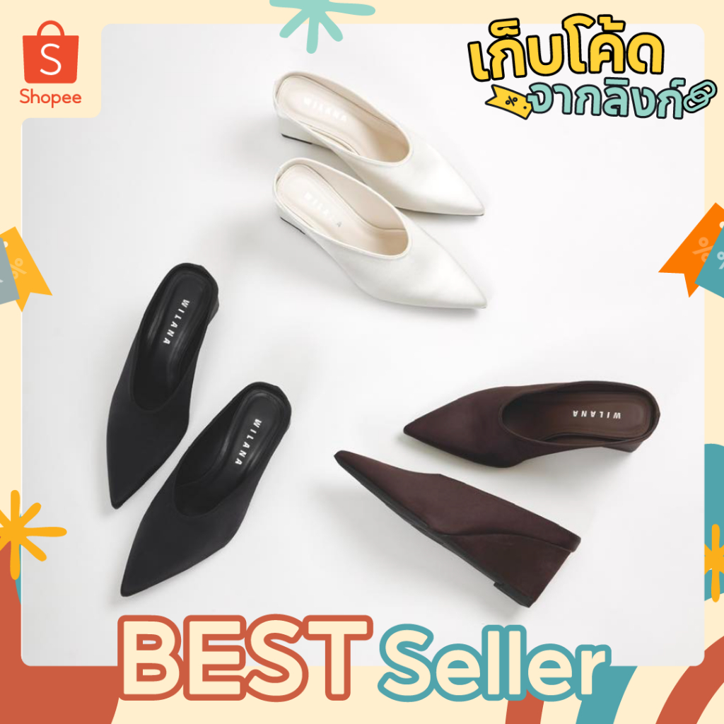 【โค้ดลด+ส่งฟรี🔥】25twentyfives - รุ่น A30 รองเท้าคัทชูเปิดส้น หัวแหลม ทรง V-cut ส้นเตารีด เท้าเรียว