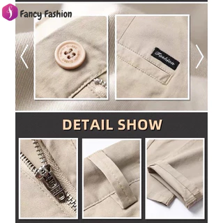 Fancy Fashion กางเกงชิโน่ผ้ายืดสำหรับผู้ชาย ไม่ต้องรีด ทรงสลิมฟิต กางเกงขายาวทรงตรงลำลอง