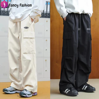 Fancy Fashion กางเกงคาร์โก้ขายาวลําลอง กางเกงคาร์โก้ขากว้างผู้ชาย กางเกงทรงตรงทรงหลวมลำลองอินเทรนด์ใหม่