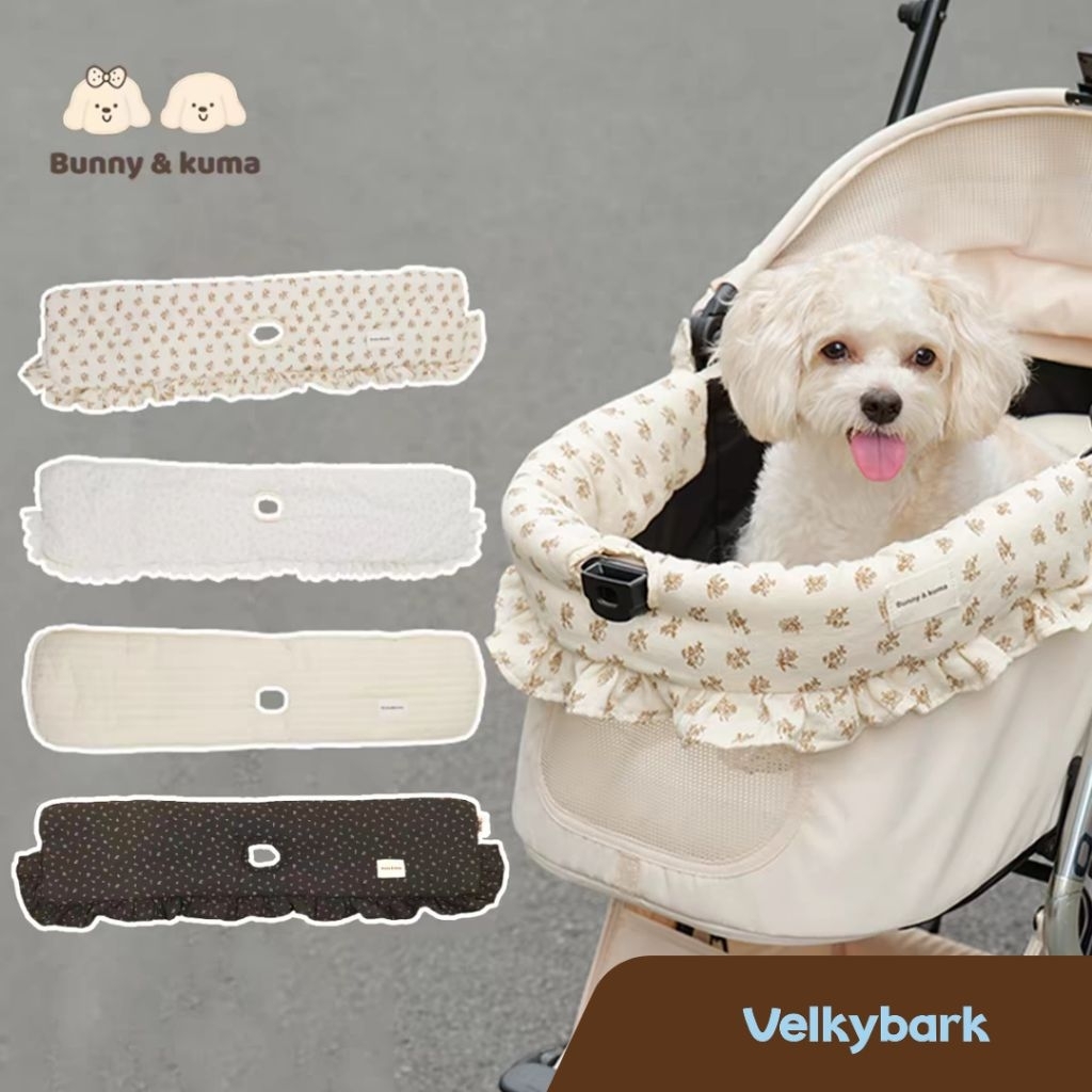 VELKYBARK [พร้อมส่ง] ผ้าหุ้มขอบรถเข็นสัตว์เลี้ยง มีช่องสำหรับล้อคตะกร้า เบาะรองขอบรถเข็นสุนัข อุปกรณ์รถเข็น