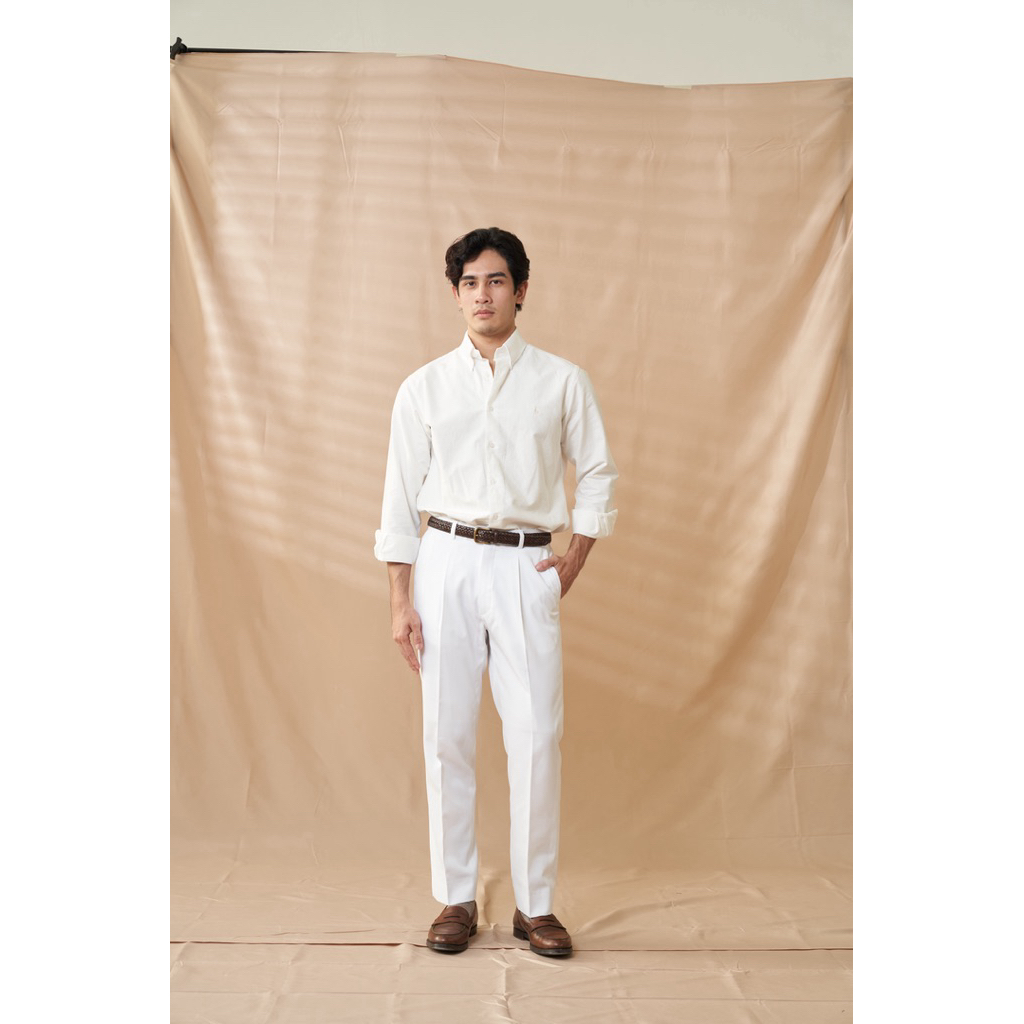 [Code20%ทักแชท] The Alden Easy Trouser สีขาว White | ผ้า Stretch Cotton | Regular Fit 1 จีบ | เอวยางยืดด้านหลัง ราคา ถูกที่สุด ดีลบีเคเค แกลเลอรีภาพที่ 9