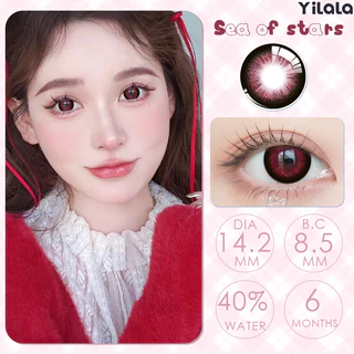 🔥สามารถใช้งานได้นาน 6 เดือน🔥คอนแทคเลนส์ Ruby red ขนาดกลาง Yilala ธรรมชาติ เนียน ตากลมขึ้น❤️