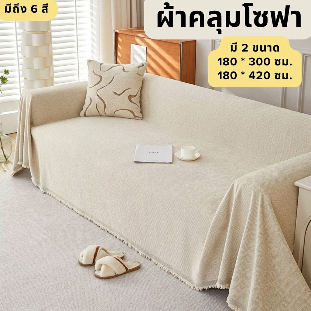 BK Home Room ผ้าคลุมโซฟา ช่วยกันรอยขีดข่วน หนานุ่ม ระบายอากาศได้ดี มีให้เลือกหลายสี