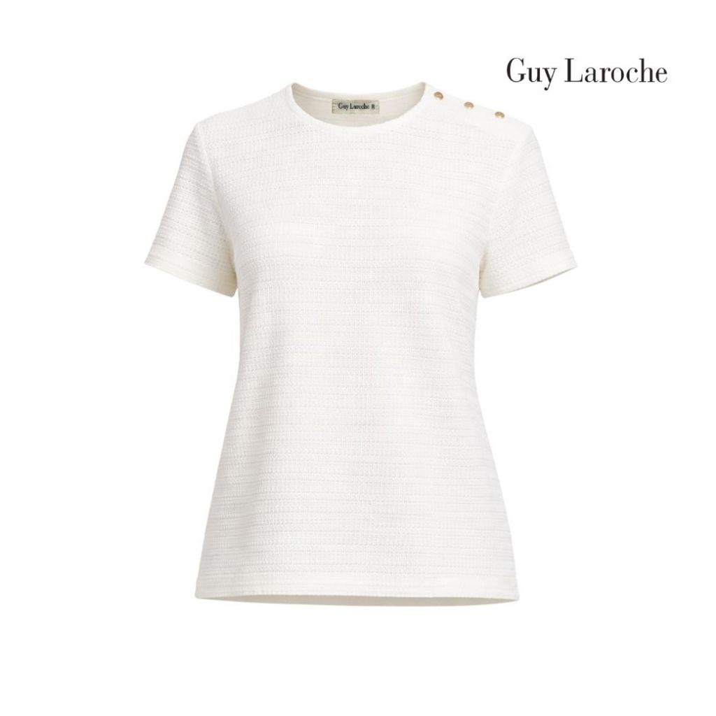 Guy Laroche Woman's blouse เสื้อยืดแขนสั้น สีขาว GCAUWH