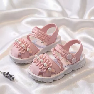 Babyonline(X070)2A1-OF1 (ส่งด่วน1วัน)รองเท้าแตะรัดส้นยางPVCสำหรับเด็กผู้หญิง ที่ติดตีนตุ๊กแก กันน้ำได้