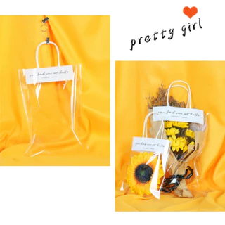 ถุงโปร่งใสใส่ช่อดอกไม้ 10pcs กระเป๋าถือใส (ไม่รวมดอกไม้) แบบใส ตุ๊กตา ถุงของขวัญ ใส่ดอกไม้มอบให้ในวันแห่งความรัก